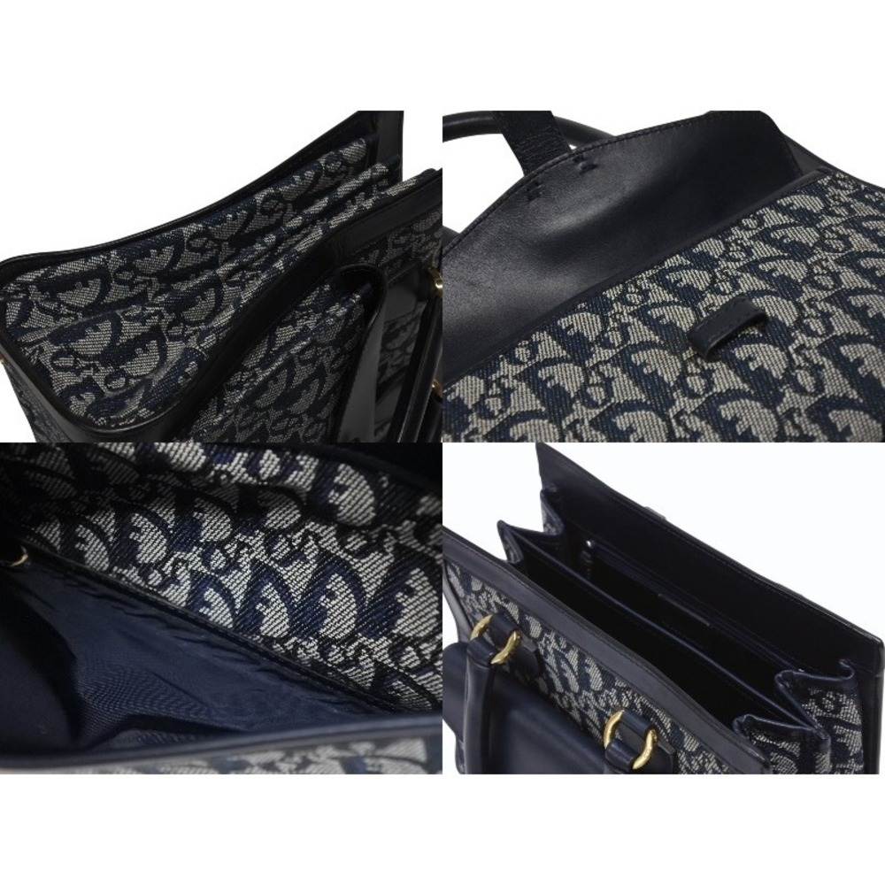 Dior Blue Navy Handbag Christian Trotter Canvas Leather - Picture 9 of 10